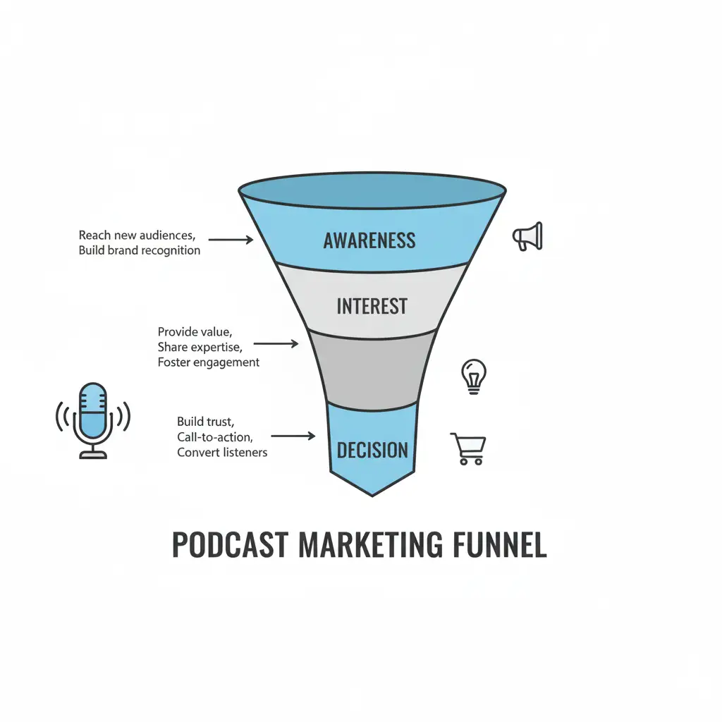 תרשים פשוט המציג את המשפך השיווקי 