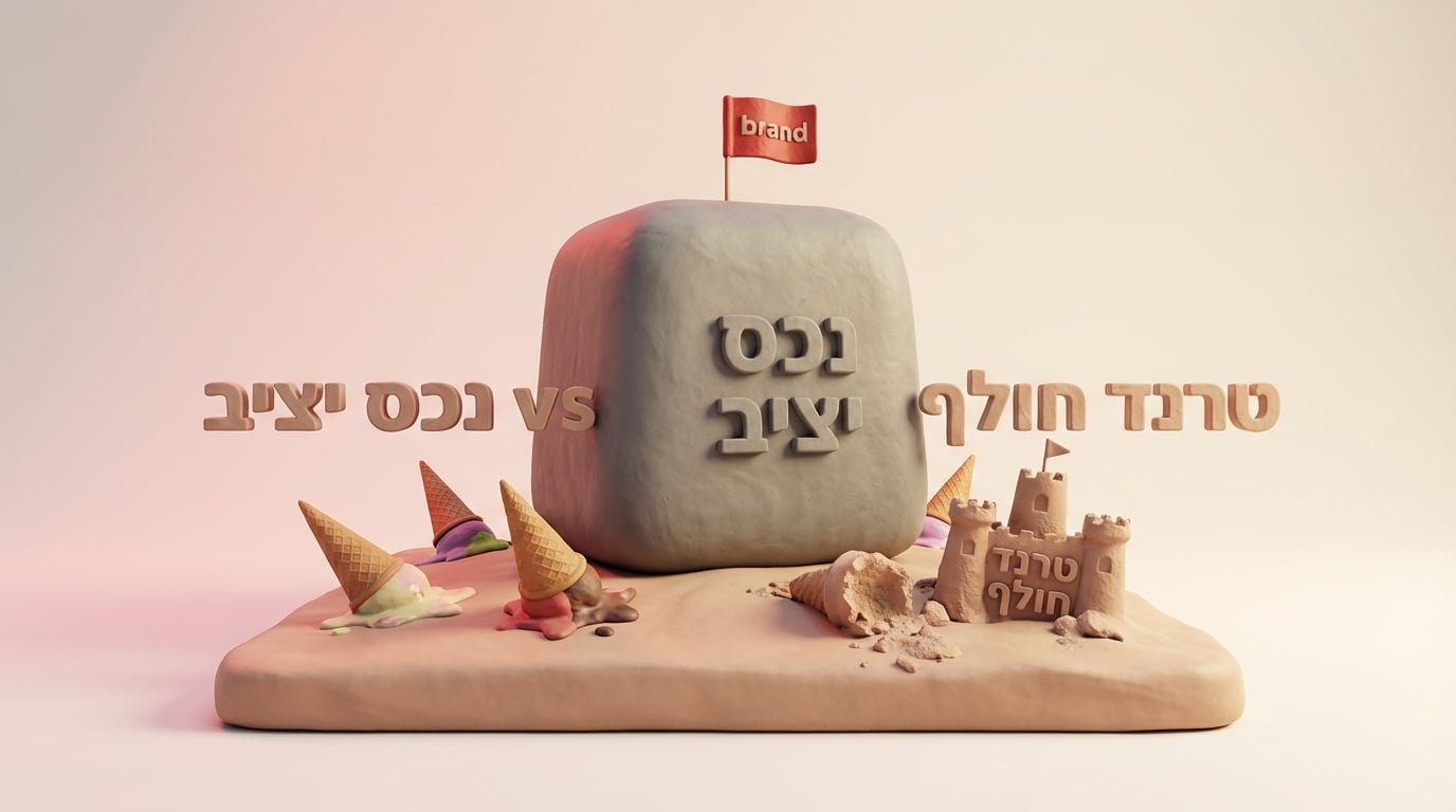 יסודות בטון יציבים מול ארמונות חול מתפוררים המייצגים תשדירים מול טרנדים