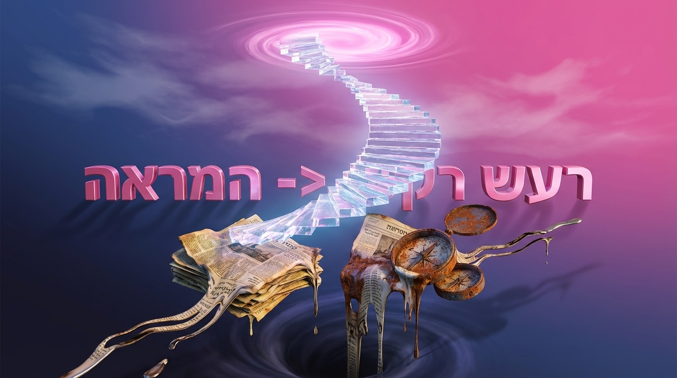 גרם מדרגות קריסטל מרחף המייצג ייעוץ עסקי מוצלח מול מצפנים נמסים של עצות גרועות