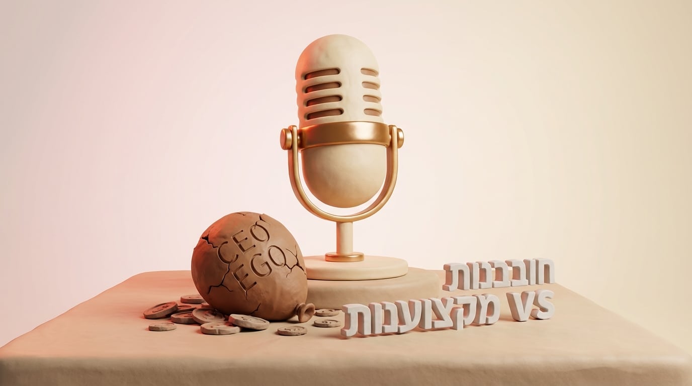 מיקרופון מקצועי מחימר מנצח בלון אגו סדוק המייצג מיתוג קולי