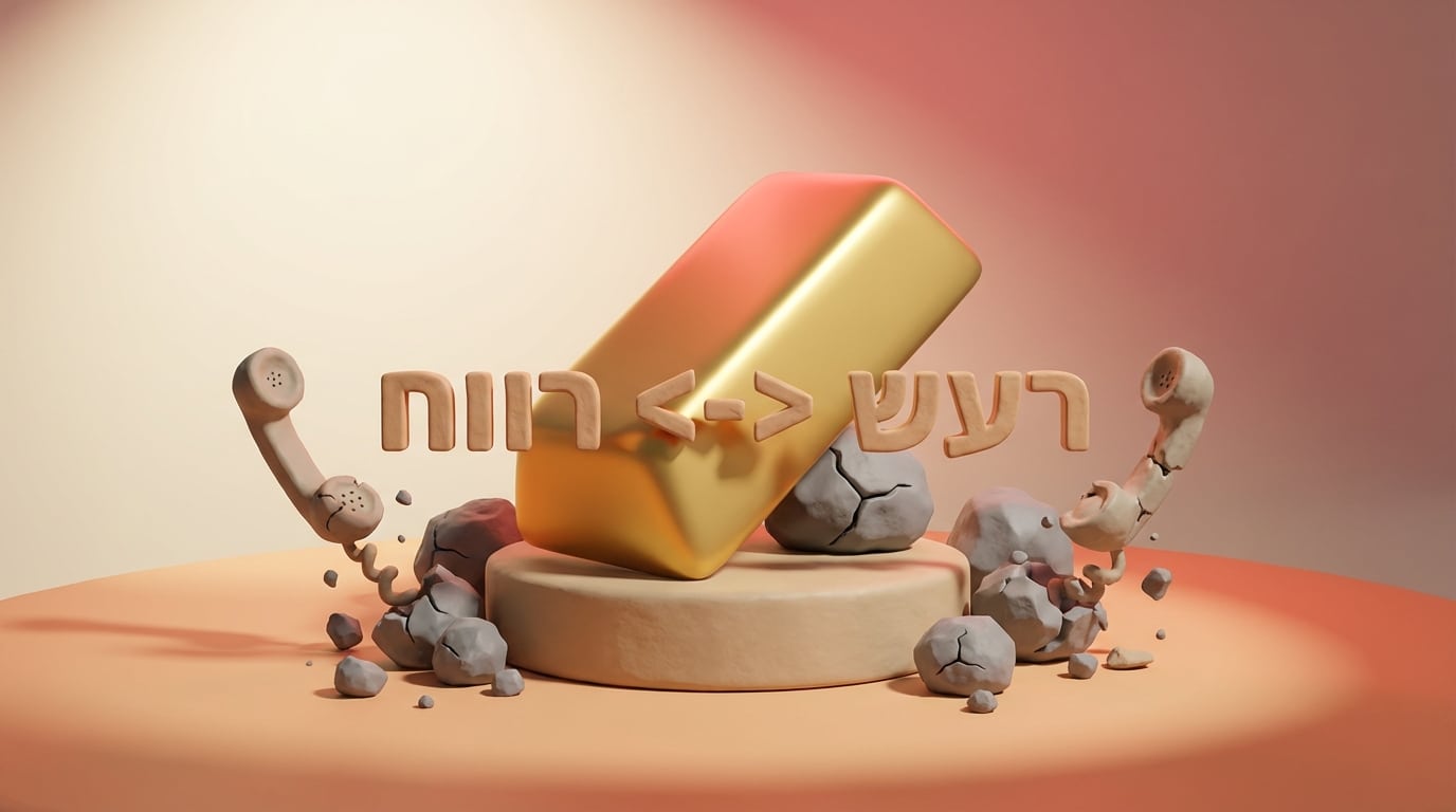 מטיל זהב מחימר המייצג רווח נקי מתוך ערימת סלעים המייצגת תשדירים לא יעילים