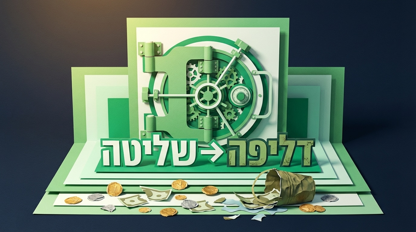 אילוסטרציית נייר תלת מימדית המציגה מעבר מדלי דולף לכספת יציבה, הממחישה שיפור בתחום תמחור ורווחיות