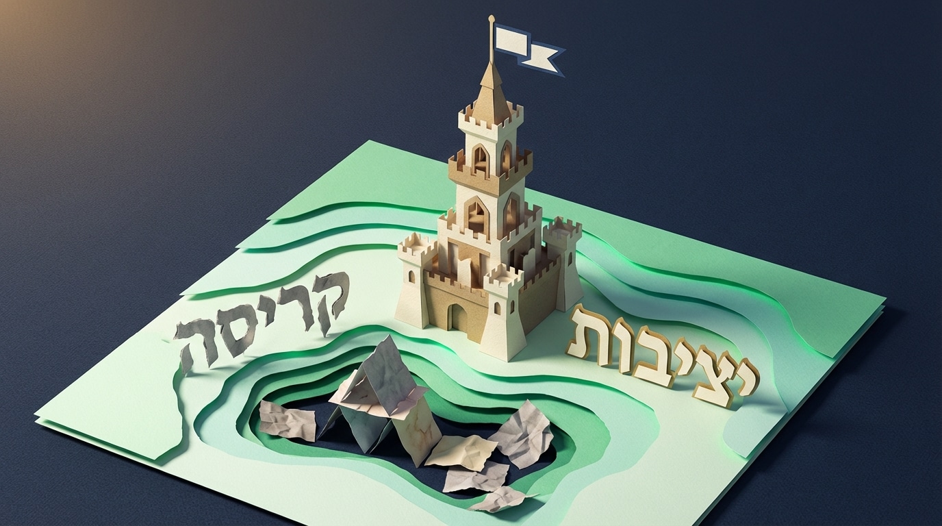 מודל נייר תלת מימדי של מבצר יציב העולה מתוך הריסות, הממחיש תמחור ורווחיות נכונים