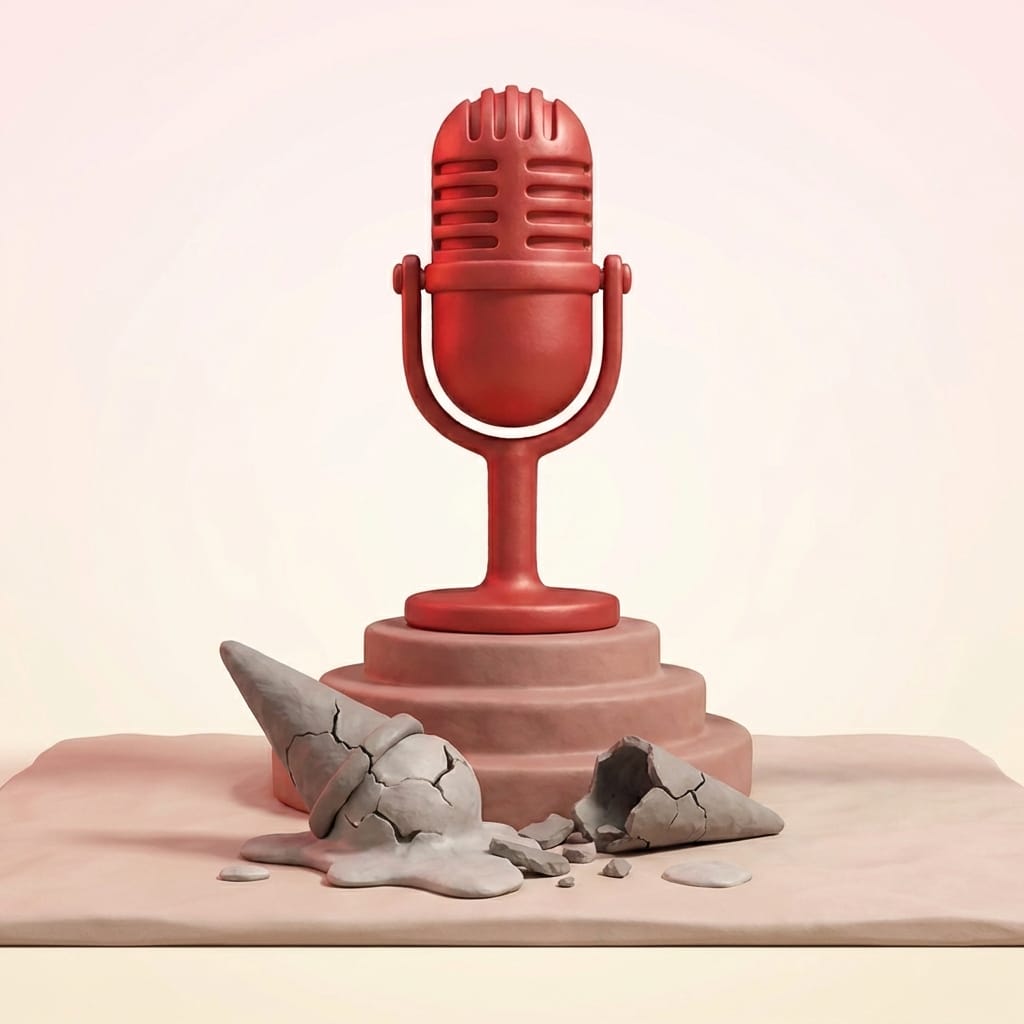 אייקון מיקרופון אדום בסגנון חימר תלת מימדי