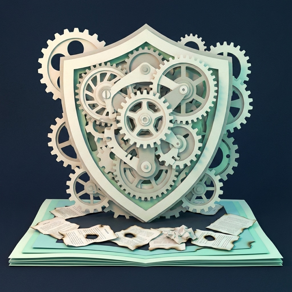 אייקון של מנגנון גלגלי שיניים מנייר חתוך המייצג מערכת פיננסית יציבה