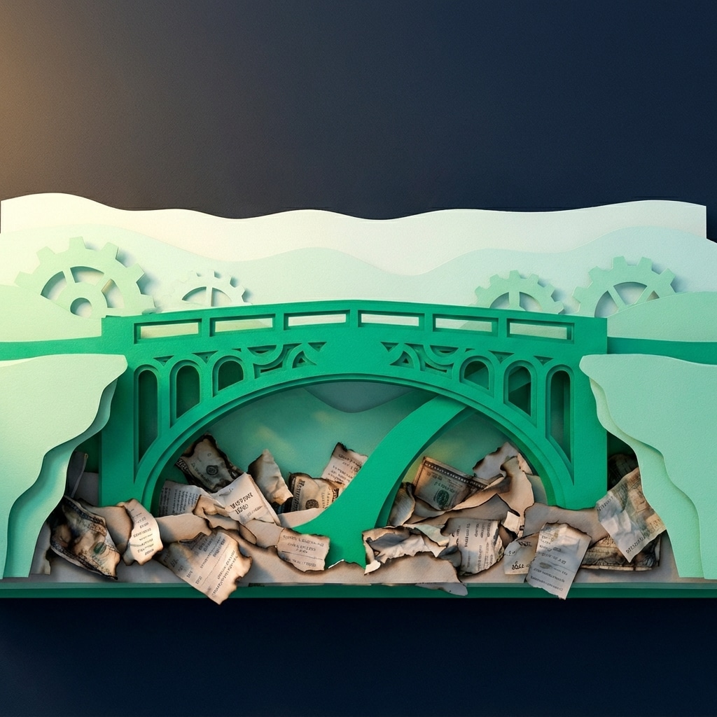 אייקון גשר נייר יציב המייצג שליטה בתקציב