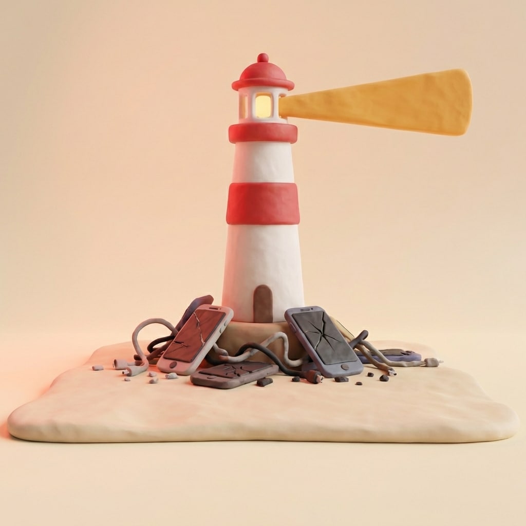 אייקון תלת-ממדי של מגדלור חימר המייצג יציבות