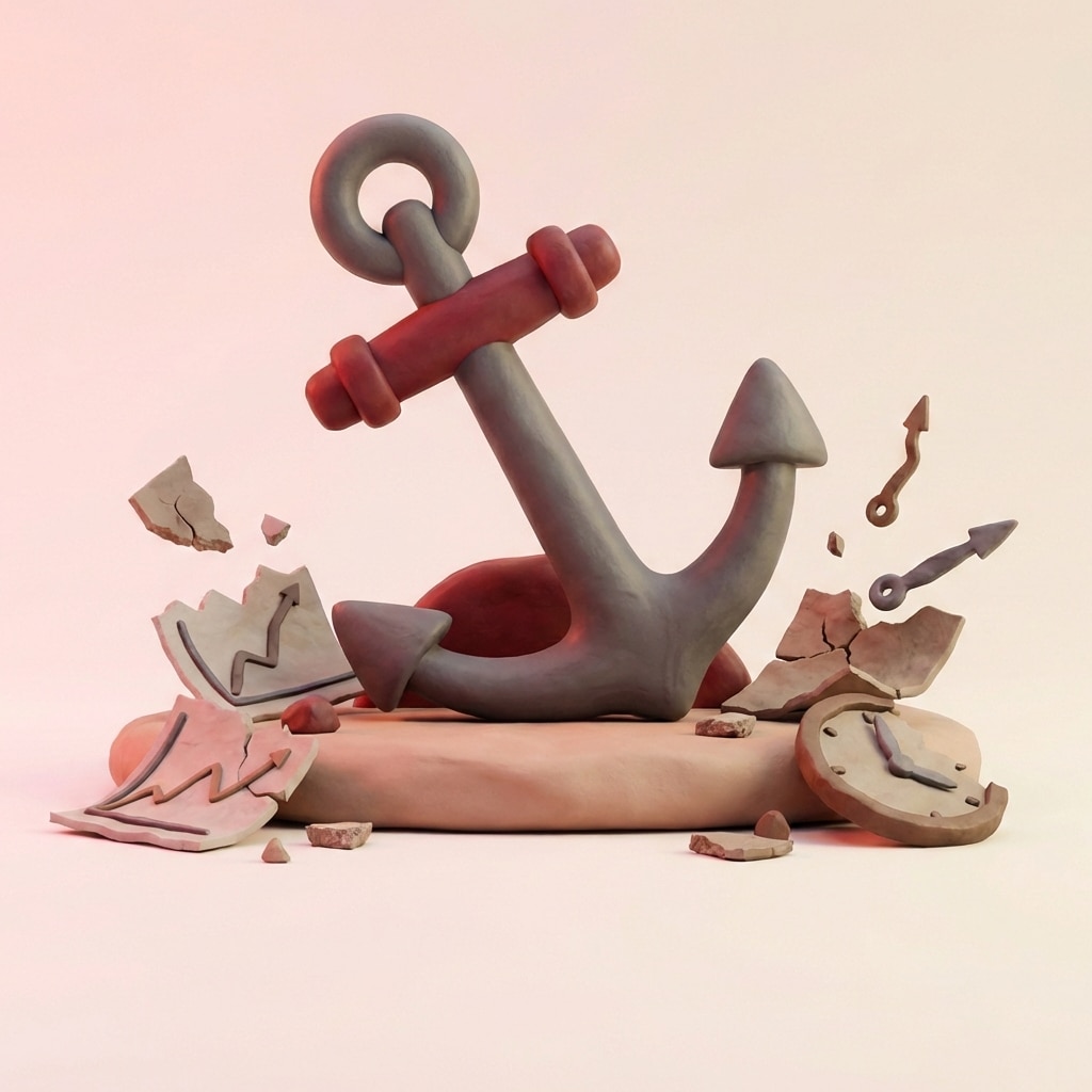 אייקון תלת מימדי של עוגן יציב בסגנון פלסטלינה