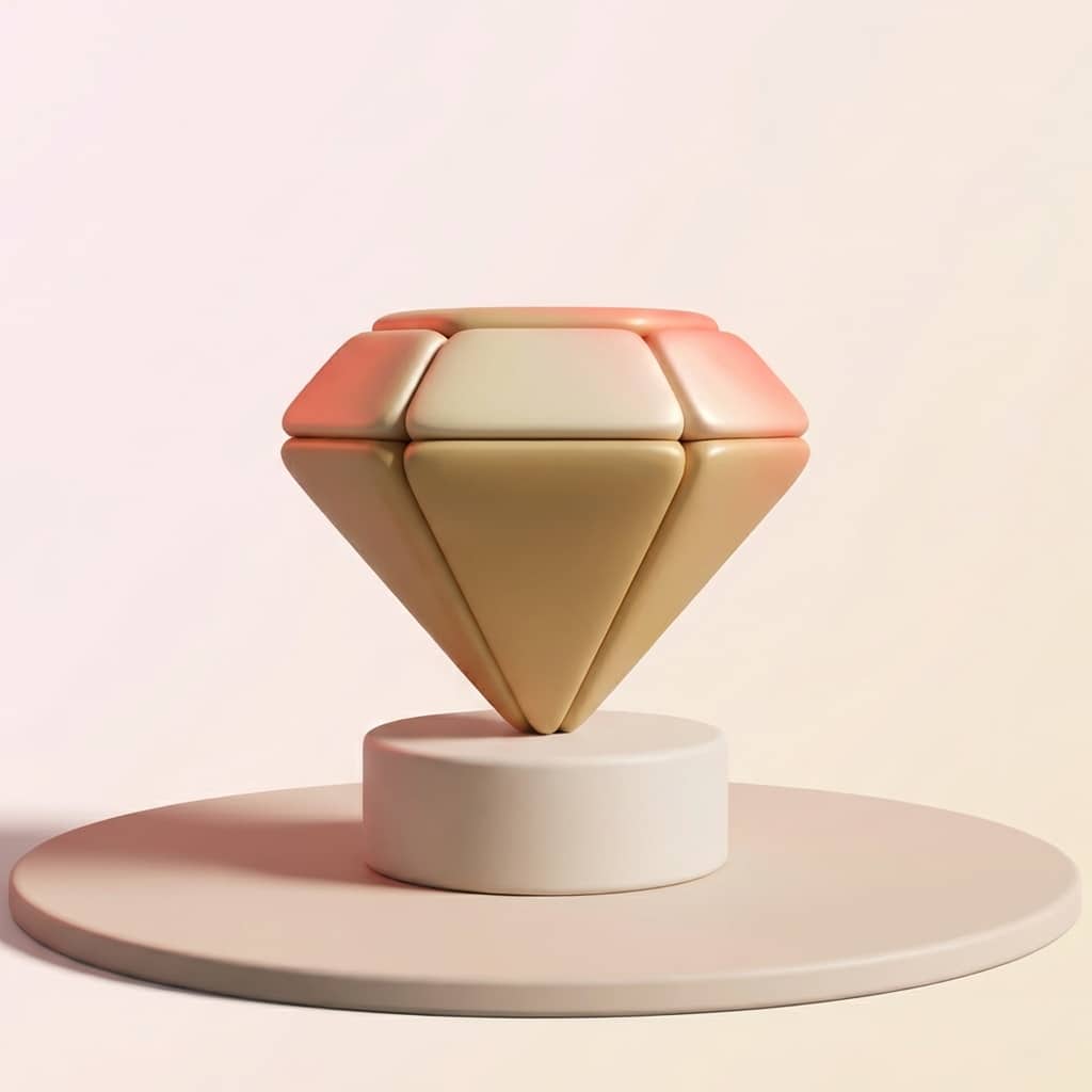 אייקון תלת מימד של יהלום חימר המסמל רווח נקי