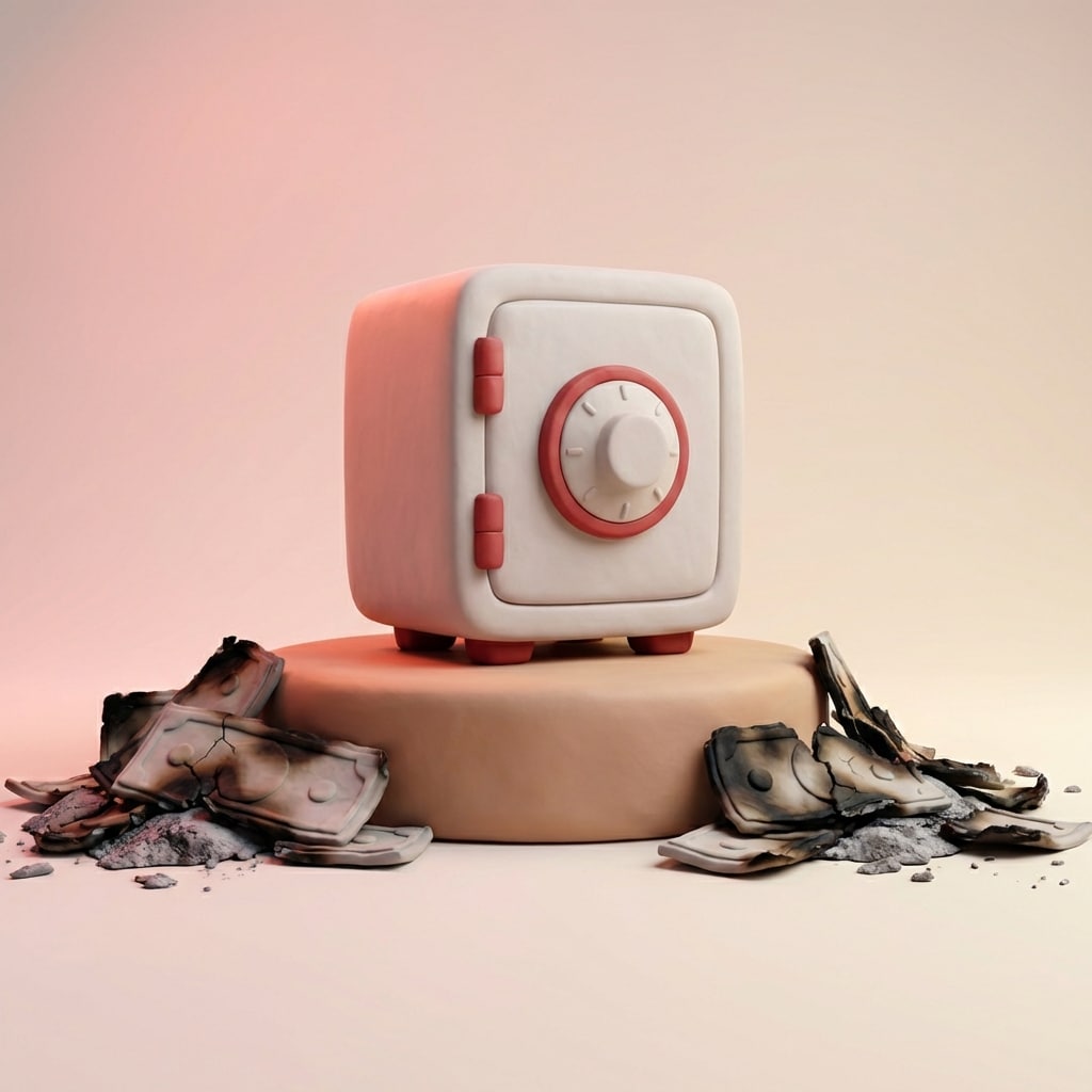 אייקון כספת תלת מימדית בסגנון חימר