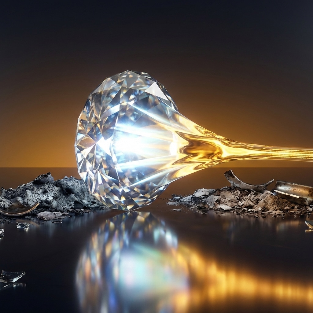 עדשת יהלום מלוטשת מזכוכית על רקע כהה