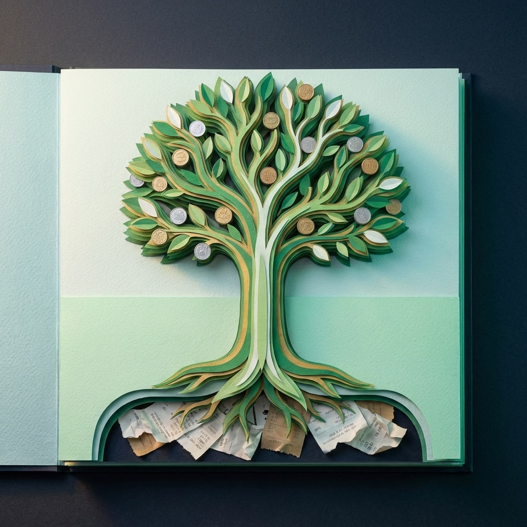 אייקון של עץ כסף עשוי מנייר