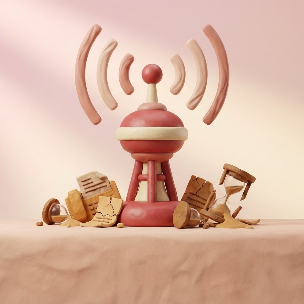 אייקון תלת מימדי מחימר של מגדל שידור עתידני ללא טקסט