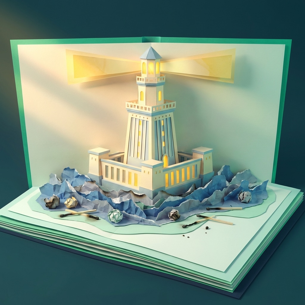 אייקון נייר תלת מימדי של מגדלור יציב