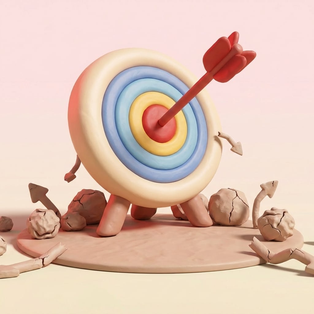 אייקון מטרה מחימר עם חץ במרכז