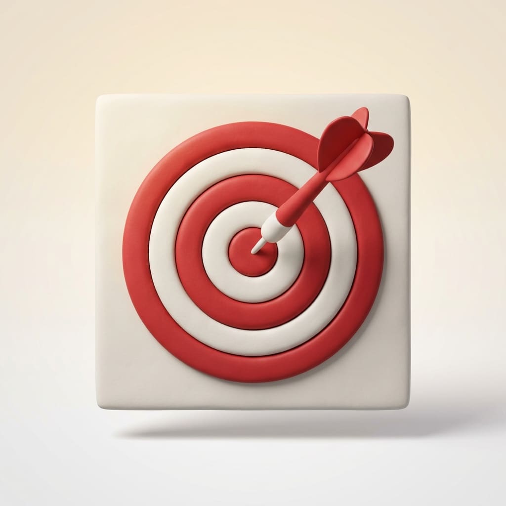 אייקון של חץ פוגע במטרה בסגנון חימר תלת מימדי
