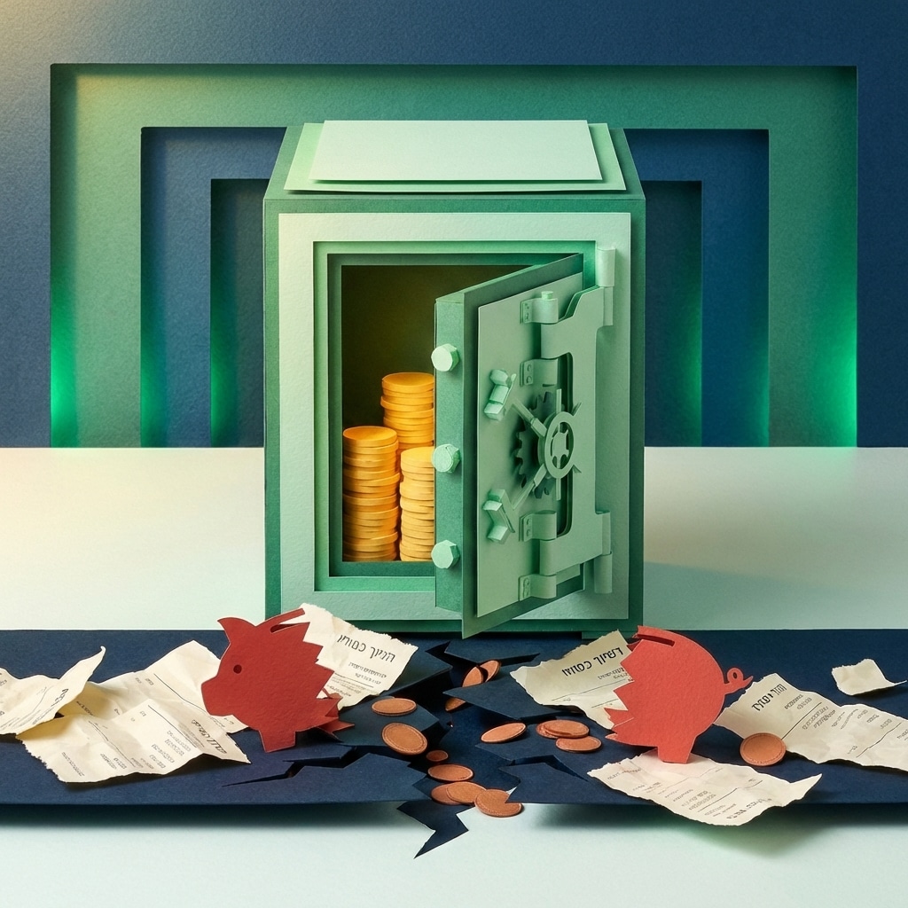 אייקון כספת נייר ירוקה המייצגת רווח יציב