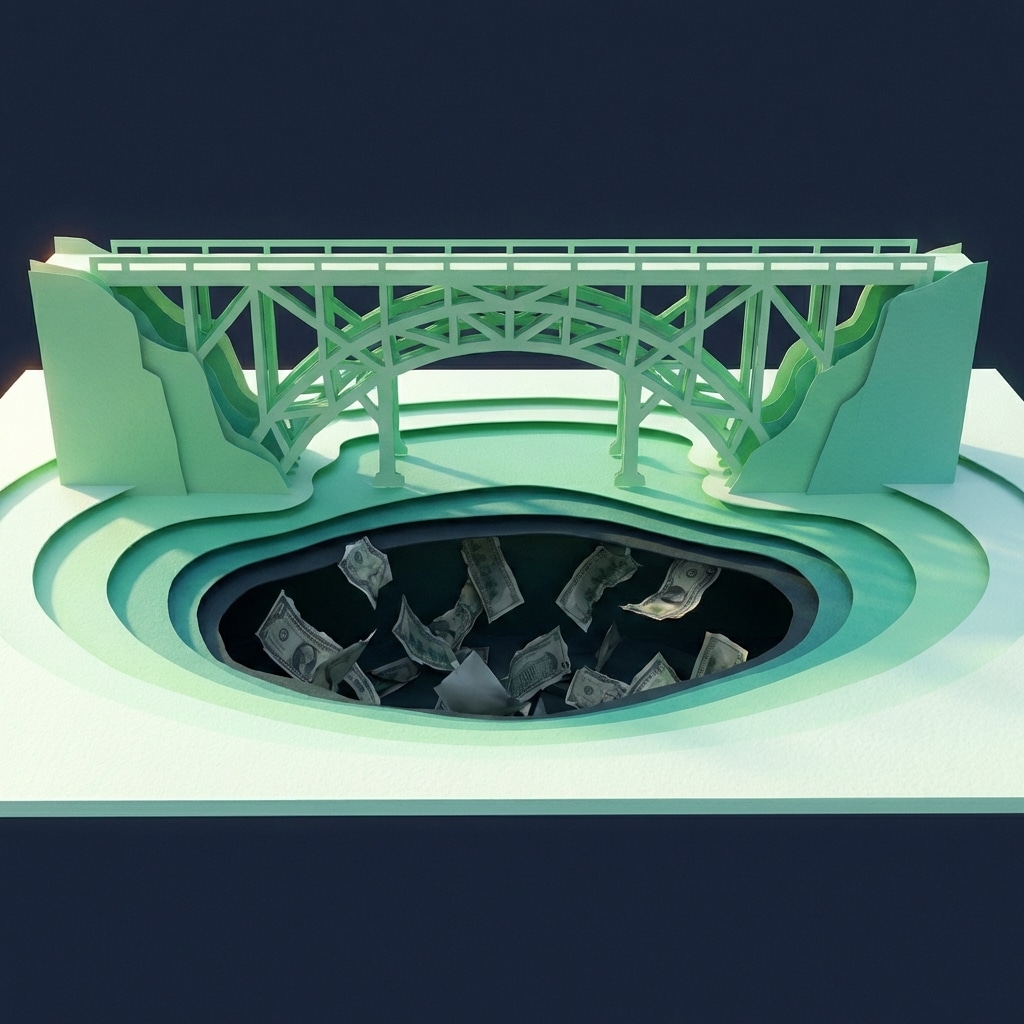 אייקון גשר מנייר ירוק המייצג יציבות פיננסית