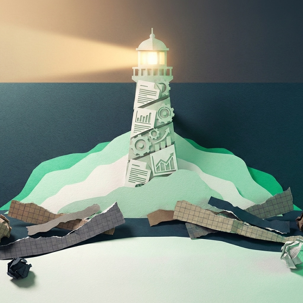 אייקון תלת מימד של מגדלור עשוי נייר