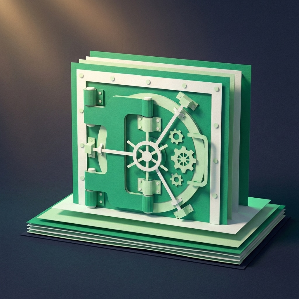 אייקון נייר של כספת יציבה ומוגנת