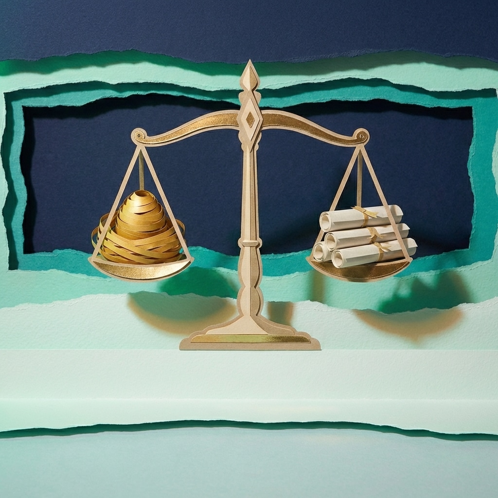 אייקון תלת מימד של מאזניים וביצת זהב.