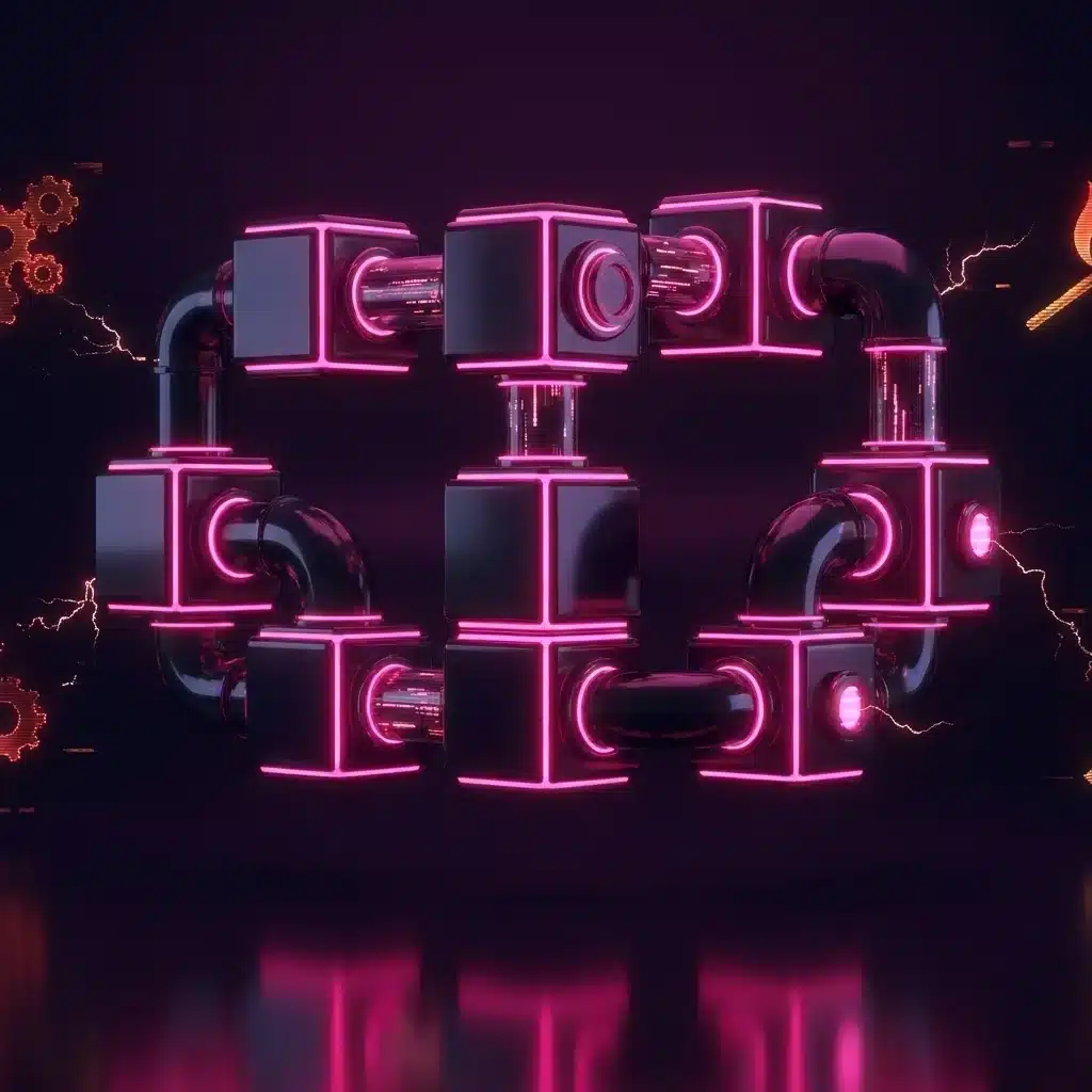 סמל תלת מימדי מואר של מערכת פיתוח עסקי מודולרית ואוטומטית